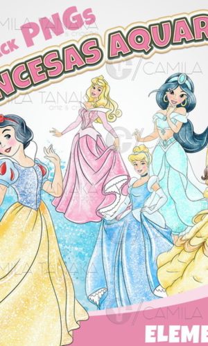 Kit Digital Png Princesas Aquarela 3 (pague 1 Leve 3)