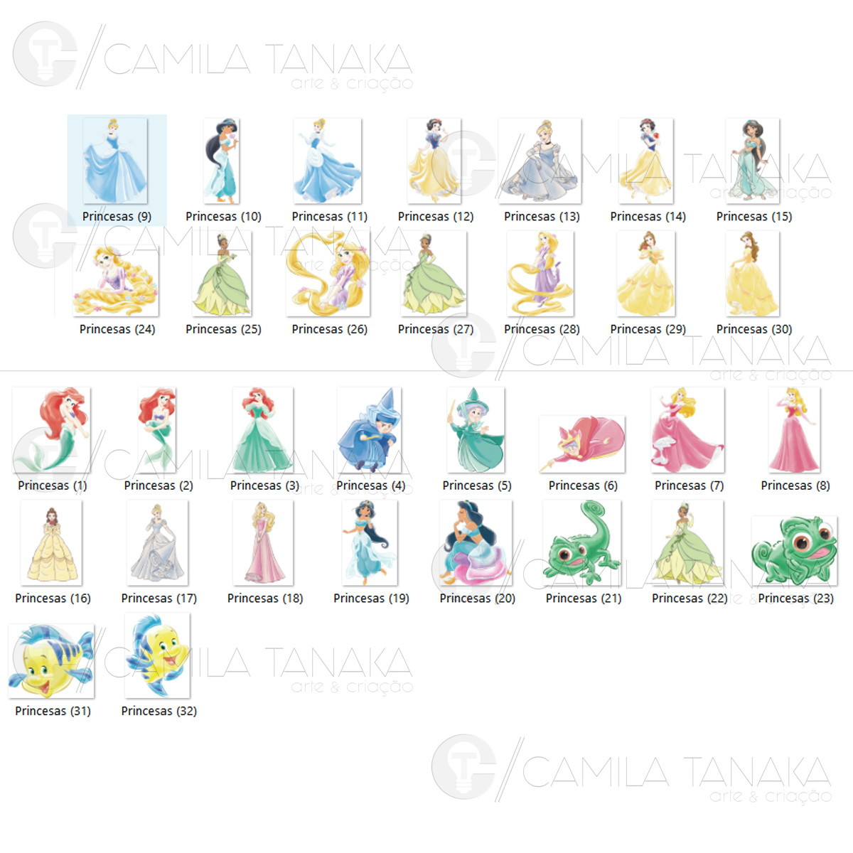 Kit Digital Png Princesas Disney Aquarela 17(pague 1 Leve 3) - Imagem 2
