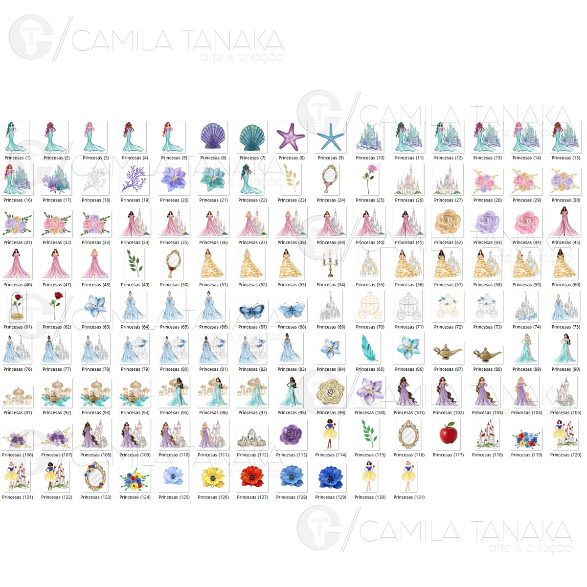 Kit Digital Png Princesas Disney Aquarela 23(pague 1 Leve 3) - Imagem 2