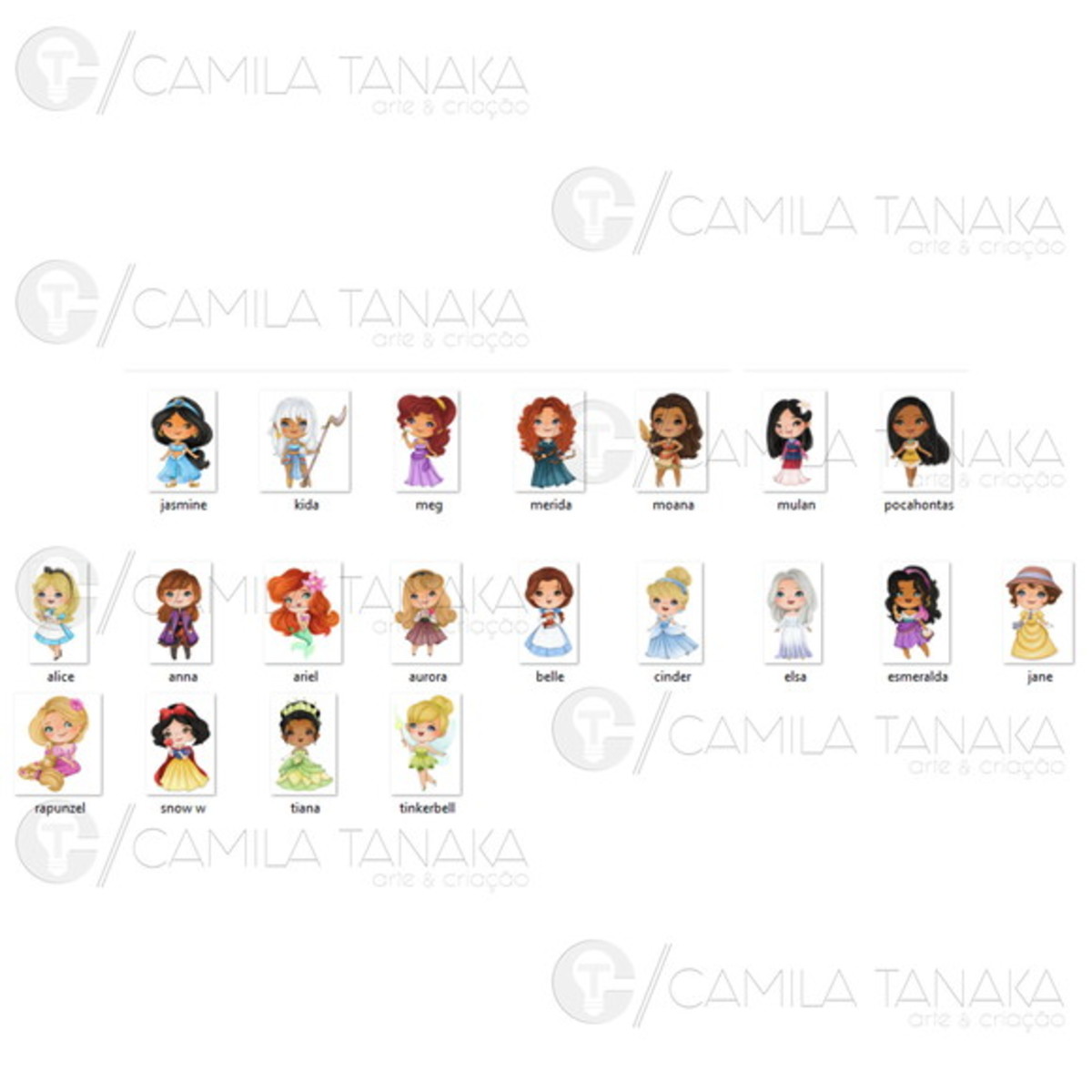 Kit Digital Png Princesas Disney Aquarela 7 (pague 1 Leve 3) - Imagem 2