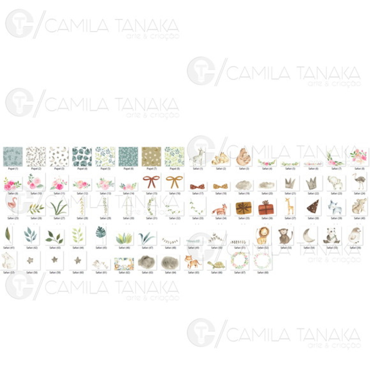 Kit Digital Png Safari 12 Aquarela (pague 1 Leve 3) - Imagem 2