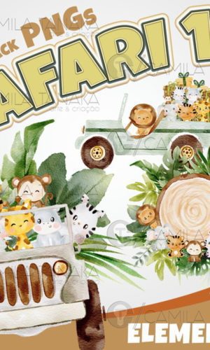 Kit Digital Png Safari 15 Aquarela (pague 1 Leve 3)