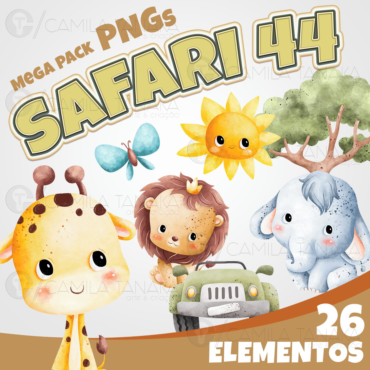 Kit Digital Png Safari 44 Aquarela (pague 1 Leve 3)