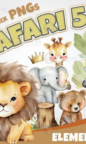 Kit Digital Png Safari Aquarela 52 (pague 1 Leve 3)