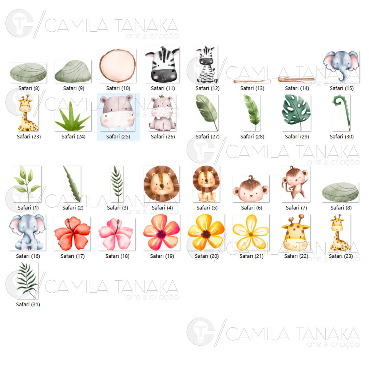Kit Digital Png Safari Aquarela 57 (pague 1 Leve 3) - Imagem 2