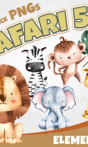 Kit Digital Png Safari Aquarela 57 (pague 1 Leve 3)