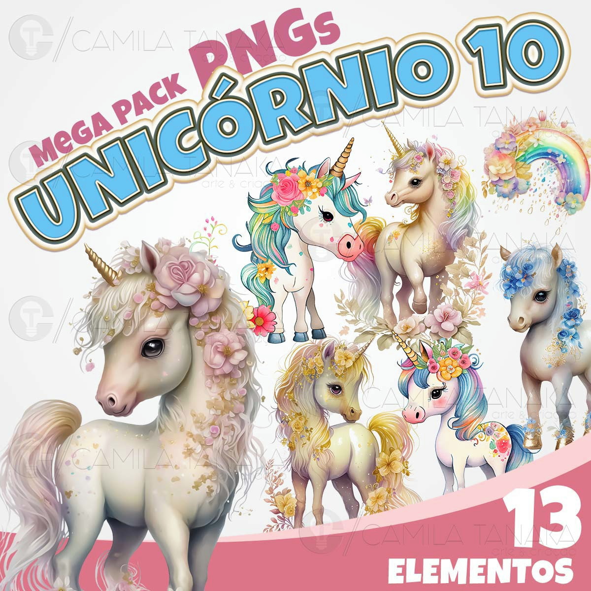 Kit Digital Png Unicornio Aquarela 10 (pague 1 Leve 3)