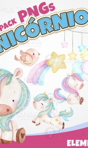 Kit Digital Png Unicornio Aquarela 3 (pague 1 Leve 3)