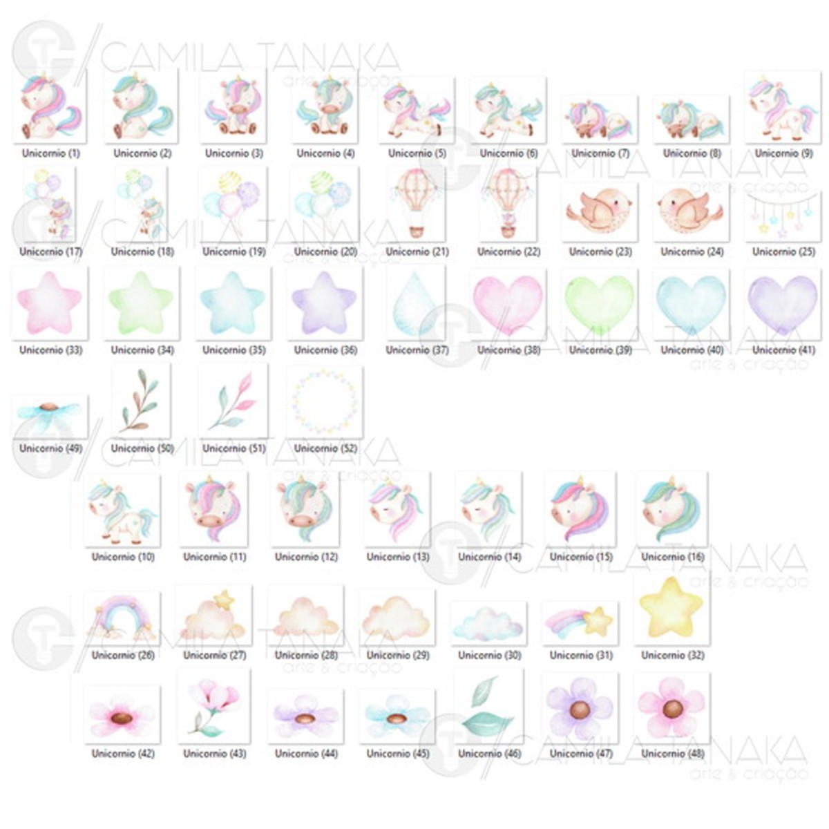Kit Digital Png Unicornio Aquarela 3 (pague 1 Leve 3) - Imagem 2