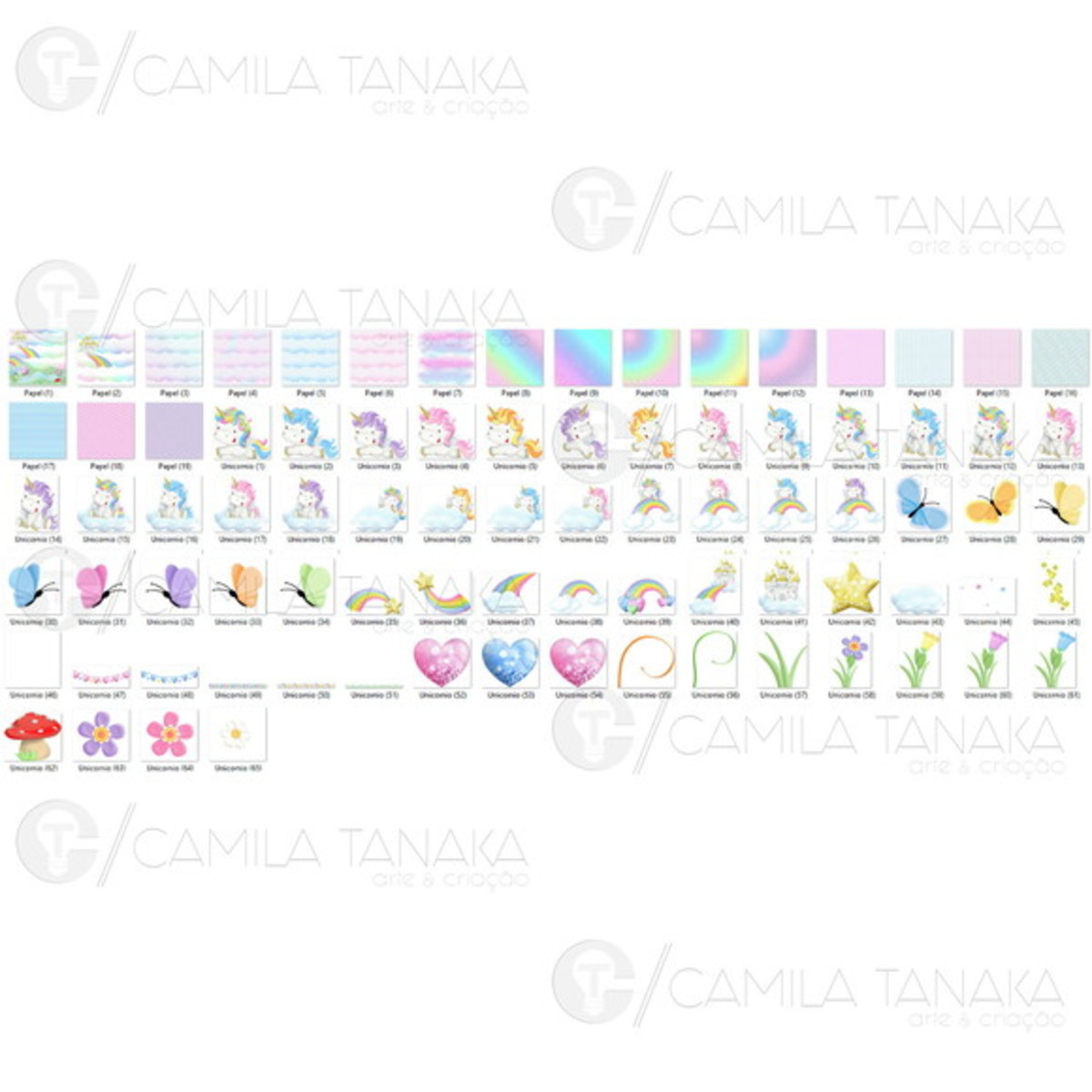 Kit Digital Png Unicornio Aquarela 4 (pague 1 Leve 3) - Imagem 2