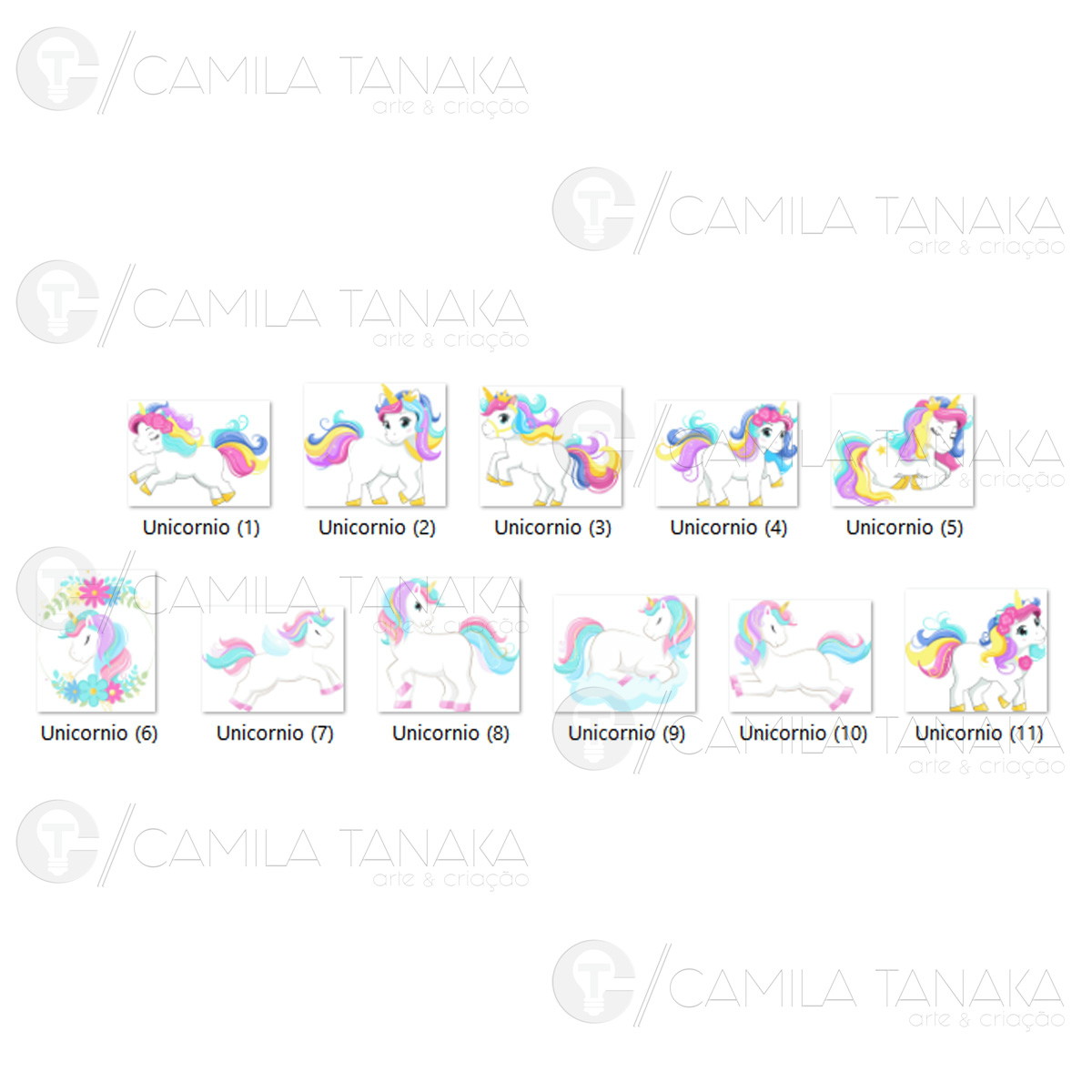 Kit Digital Png Unicornio Aquarela 8 (pague 1 Leve 3) - Imagem 2