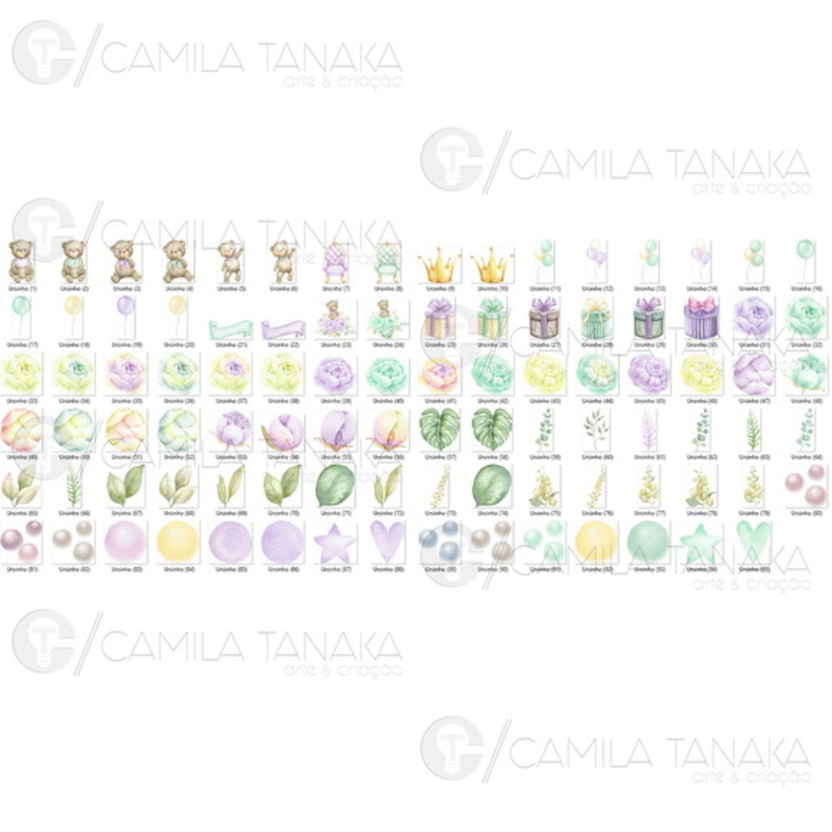 Kit Digital Png Ursinho Aquarela 5 (pague 1 Leve 3) - Imagem 2