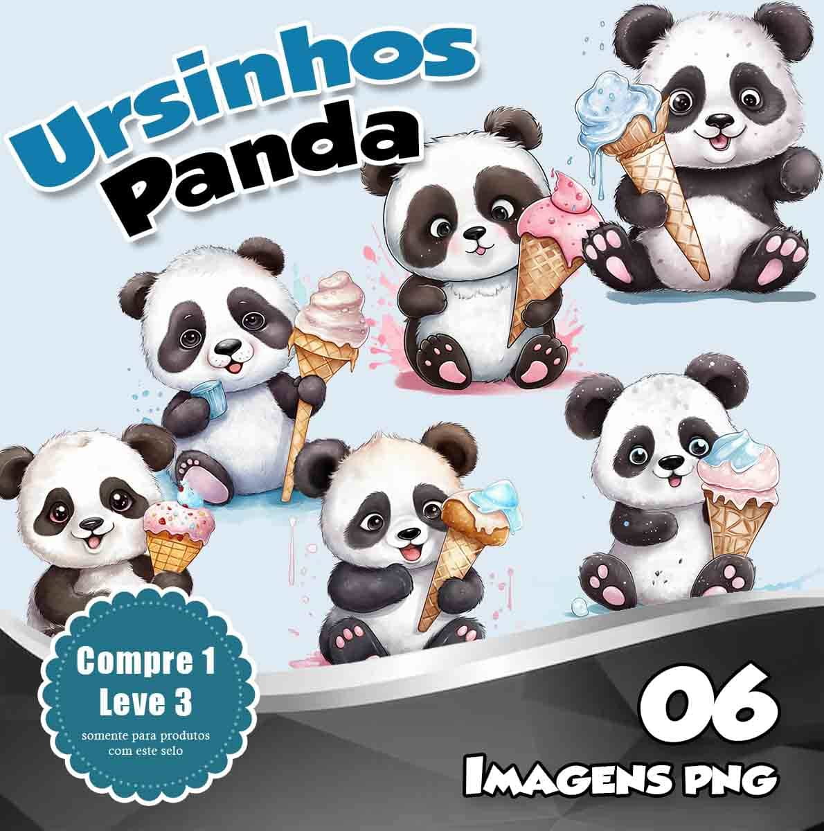 Kit Digital Png Ursinhos Panda- Compre 1 Leve 3