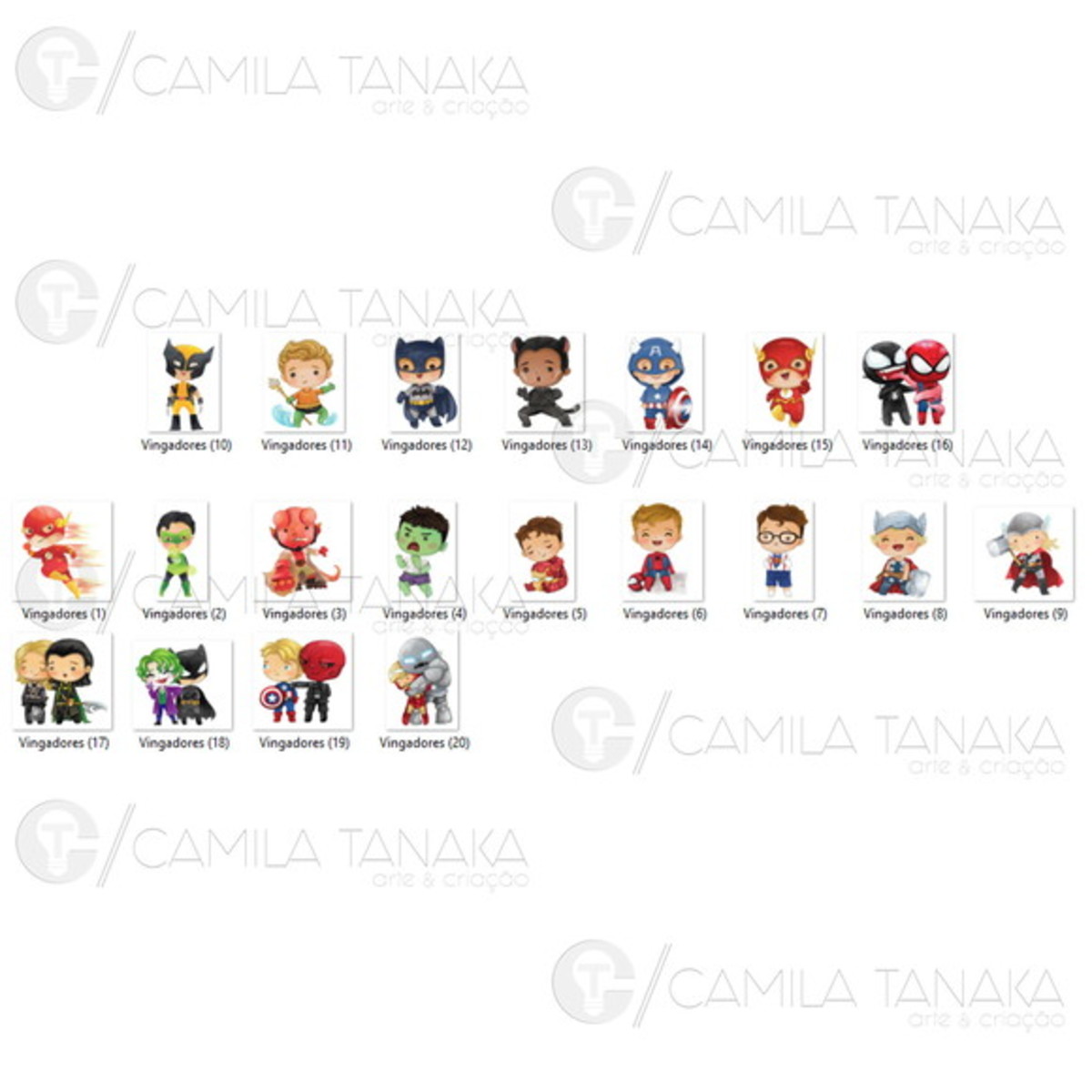 Kit Digital Png Vingadores Aquarela Cute 2 (pague 1 Leve 3) - Imagem 2