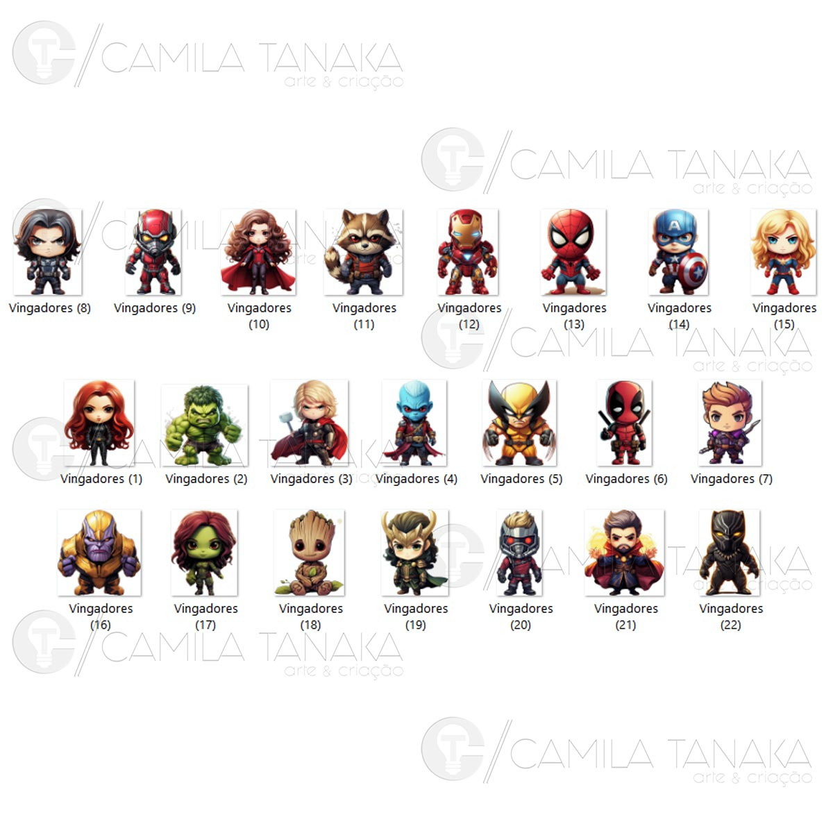 Kit Digital Png Vingadores Aquarela Cute 3 (pague 1 Leve 3) - Imagem 2