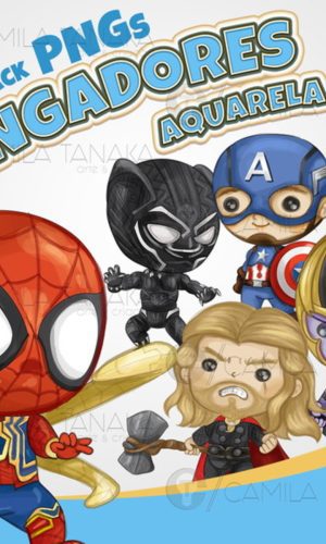 Kit Digital Png Vingadores Aquarela Cute (pague 1 Leve 3)