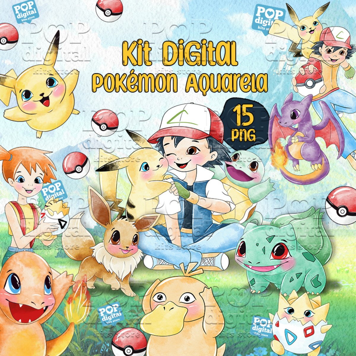 Kit Digital Pokémon Aquarela