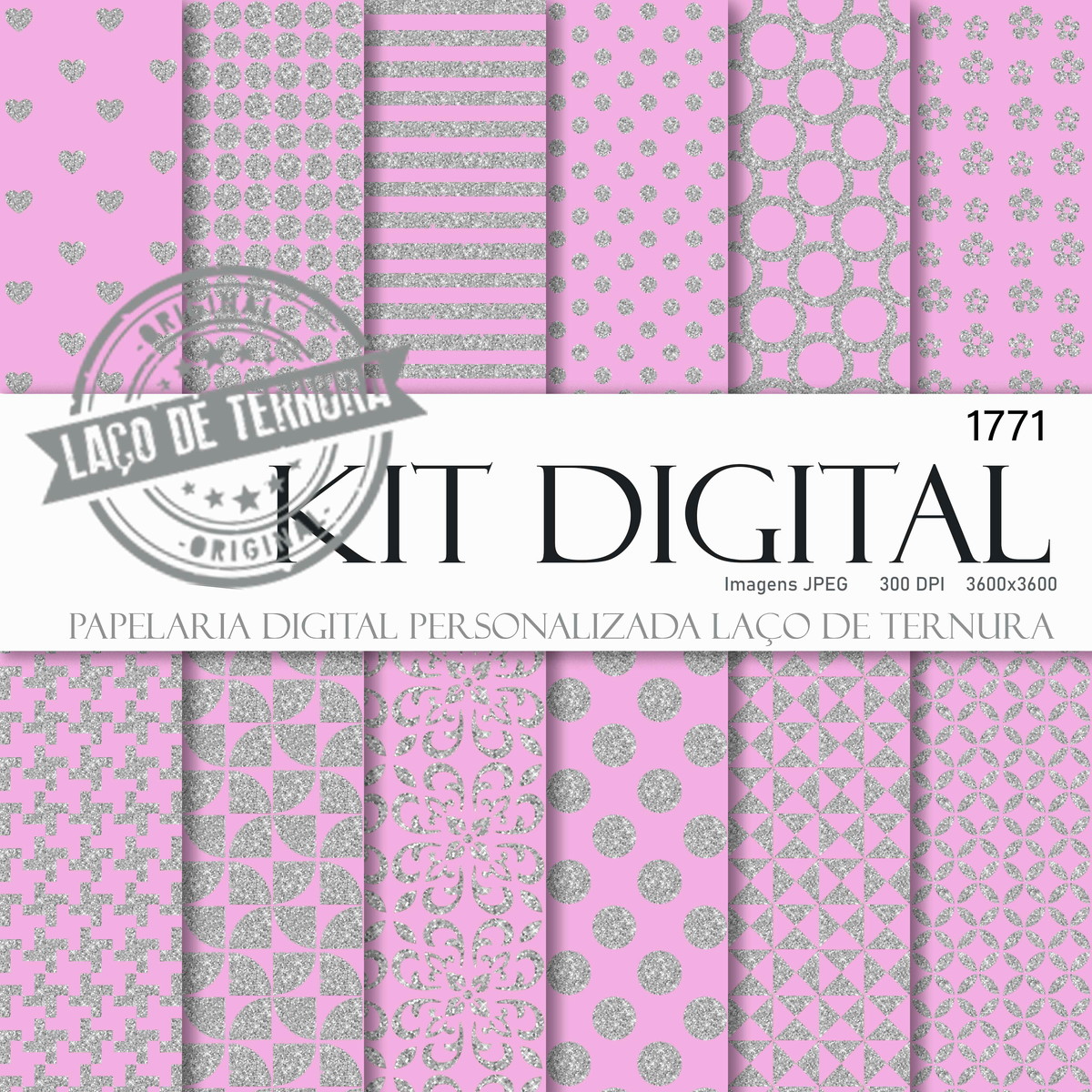 Kit Digital Prata & Cor Rosa Candy Color