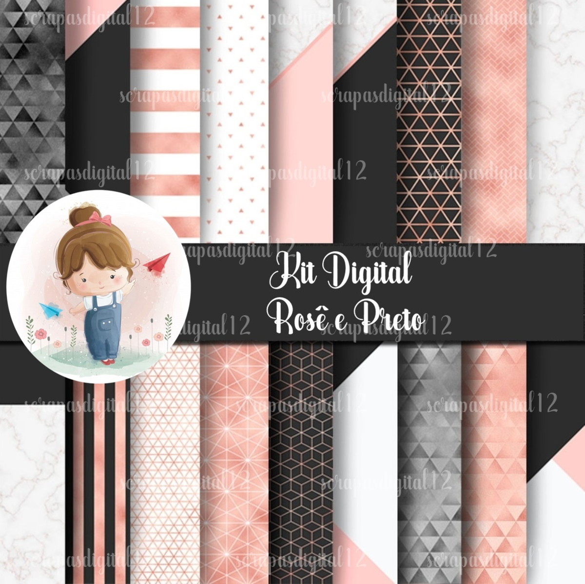 Kit Digital -preto E Rosê