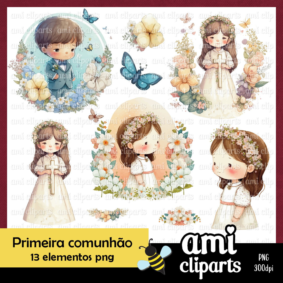 Kit Digital Primeira Comunhão Aquarela