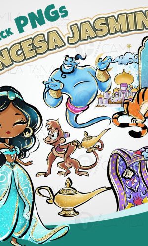 Kit Digital Princesa Jasmine Aquarela 2 (pague 1 Leve 3)