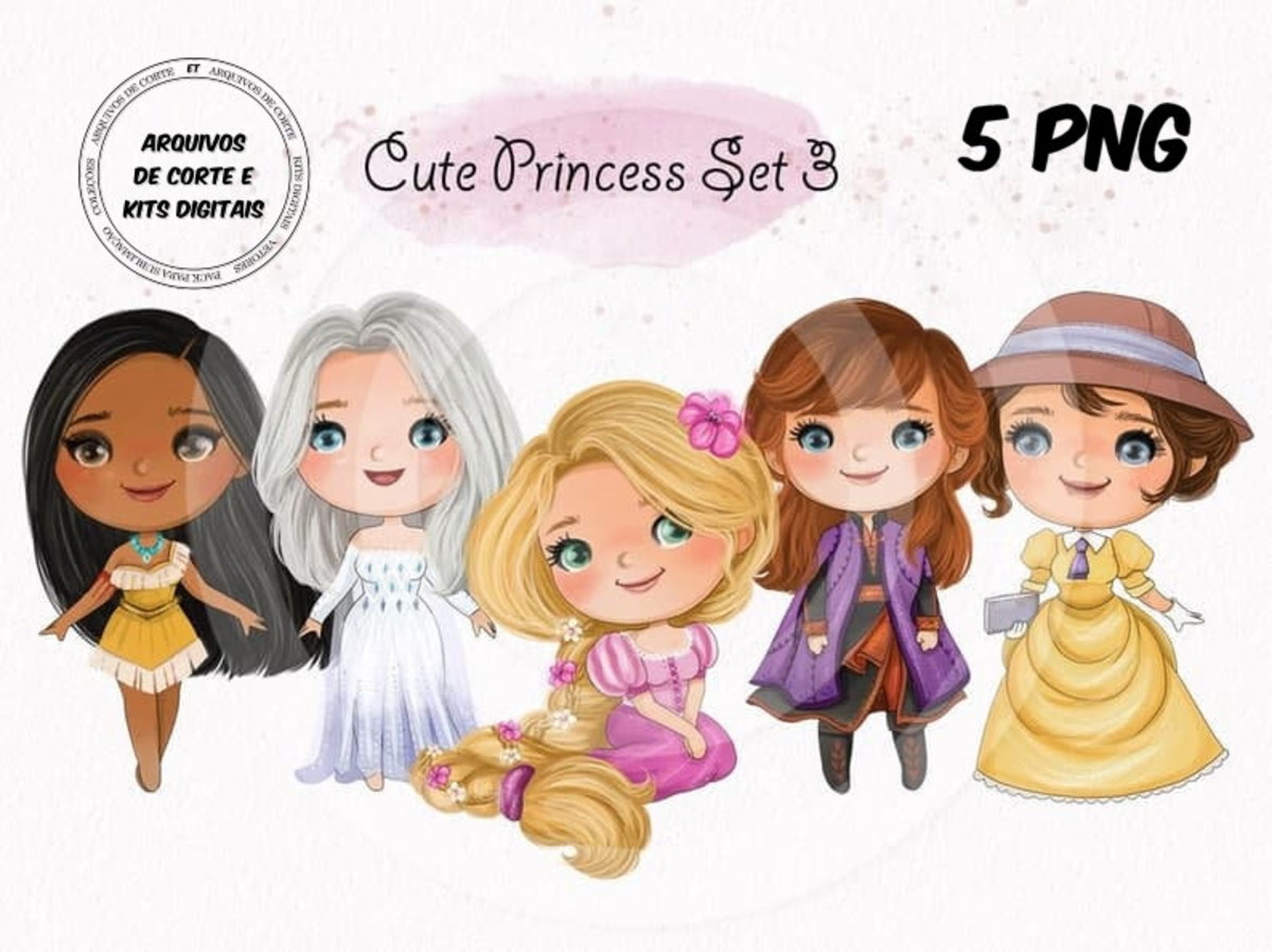 #046 Kit Digital Princesas Aquarela