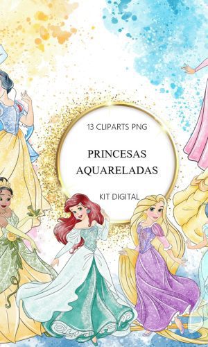 Kit Digital Princesas Aquarela