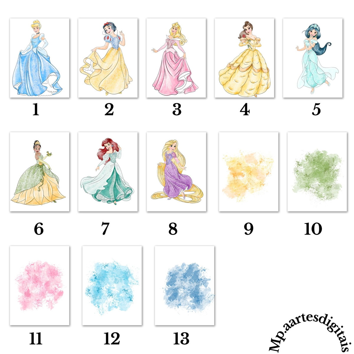 Kit Digital Princesas Aquarela Png 002 Compre 1 Leve 2 - Imagem 2