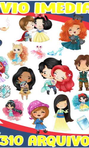 Kit Digital Princesas Cute Aquarela
