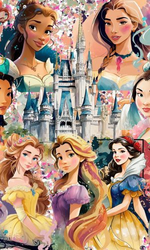 Kit Digital Princesas Disney Aquarela