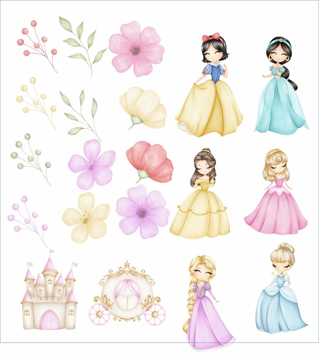 Kit Digital Princesas Disney Aquarela - Imagem 2
