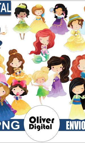 Kit Digital Princesas Disney Aquarela