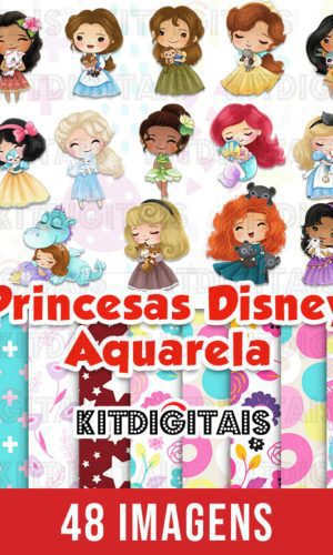 Kit Digital Princesas Disney Aquarela