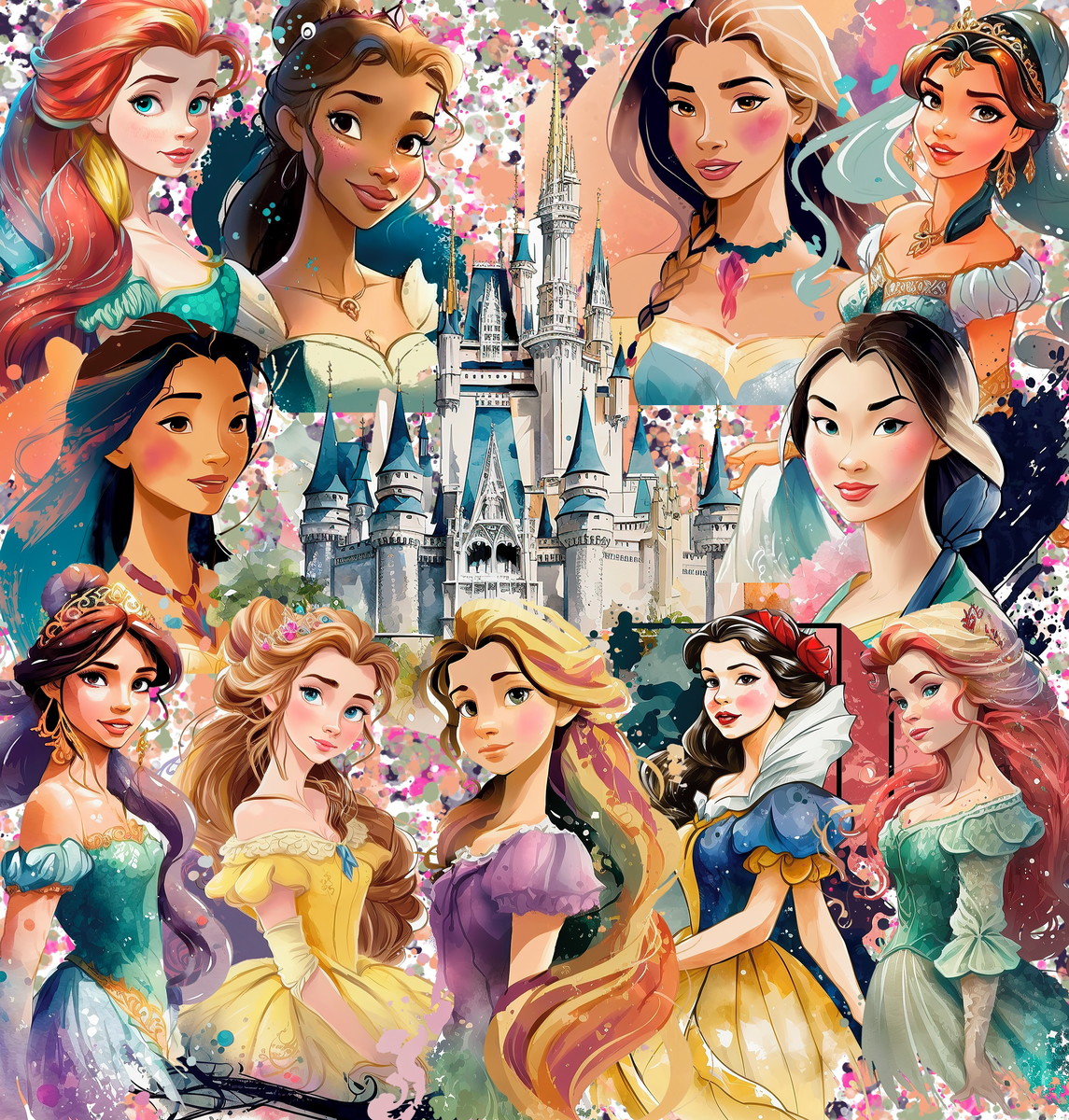 Kit Digital Princesas Disney Aquarela