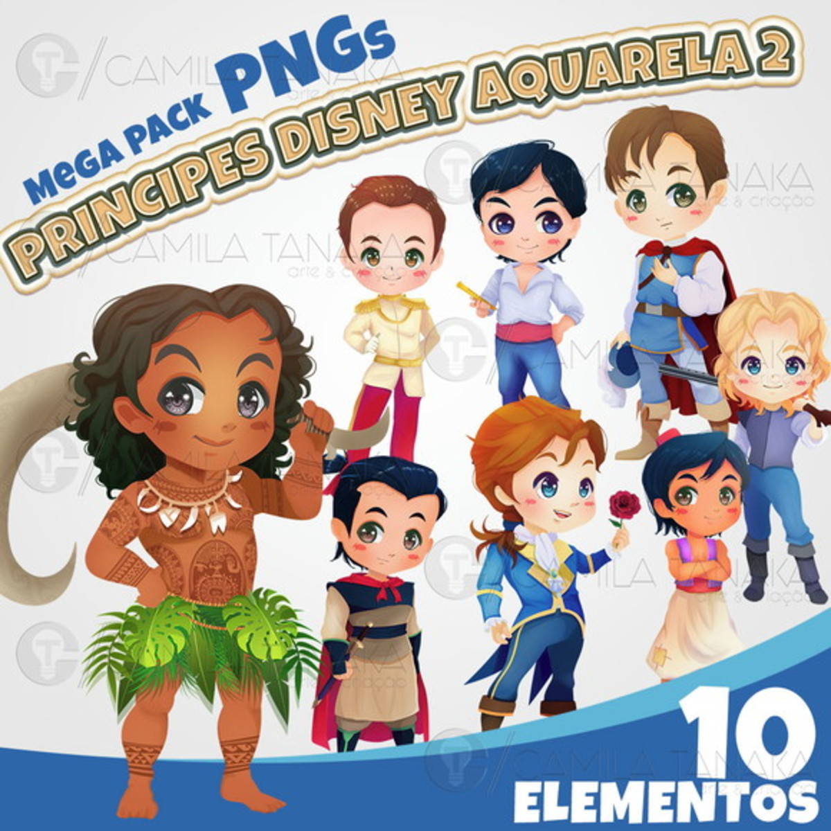 Kit Digital Principe Disney Aquarela Cute 2 (pague 1 Leve 3)