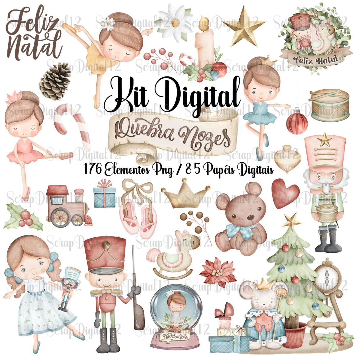 Kit Digital - Quebra Nozes Aquarela