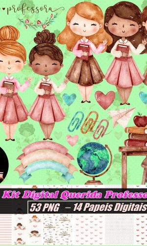 Kit Digital Querida Professora Aquarela