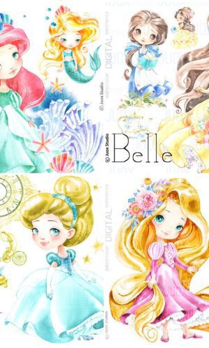 KIT DIGITAL PRINCESAS AQUARELA
