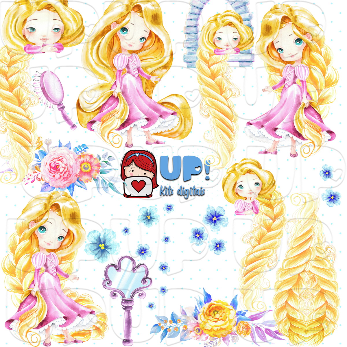 KIT DIGITAL RAPUNZEL - AQUARELA