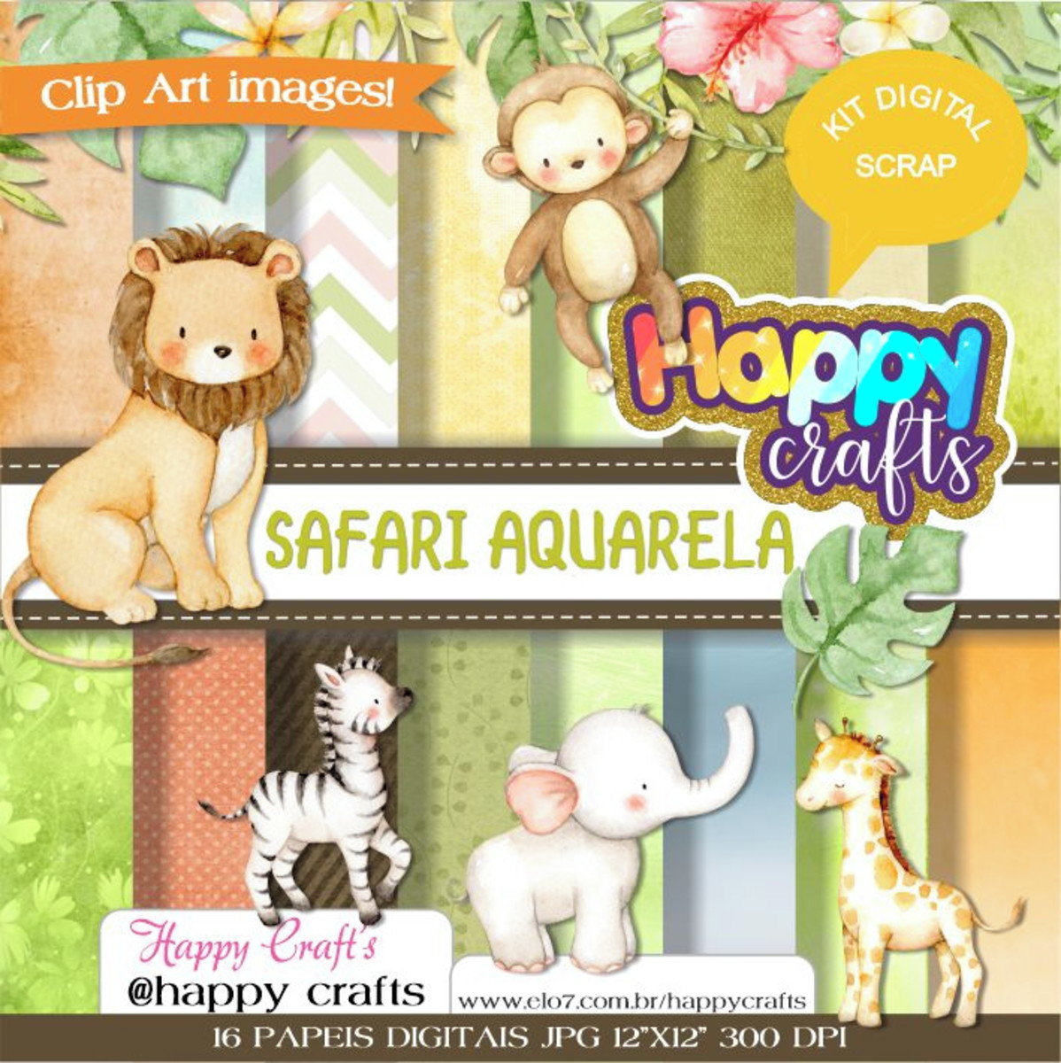 Kit Digital Safari Aquarela