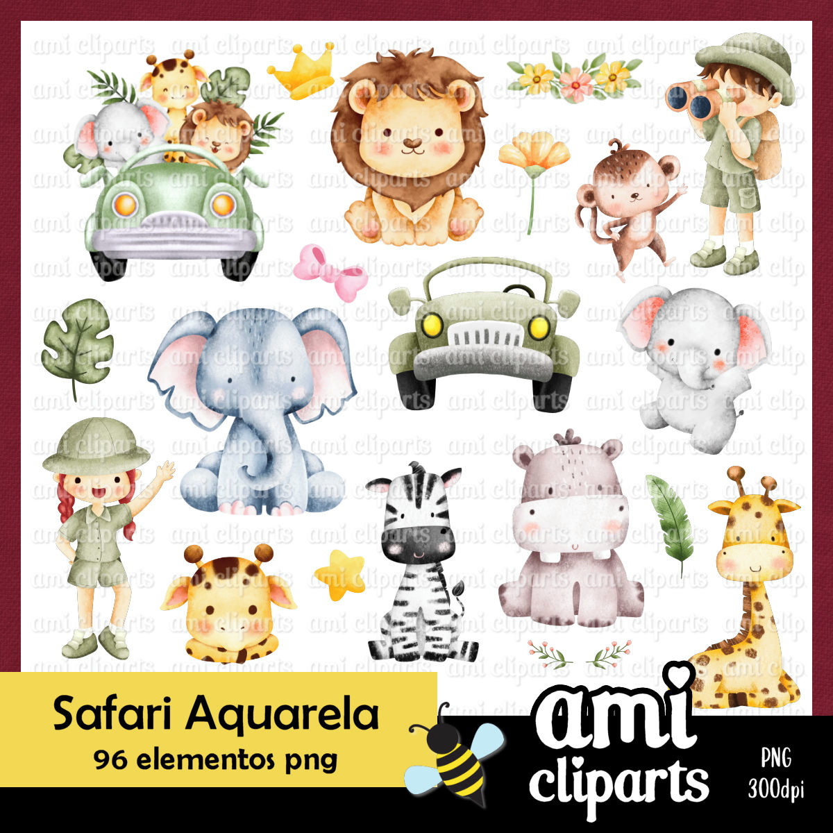 Kit Digital Safari Aquarela