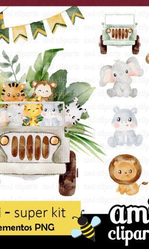 Kit Digital Safari Aquarela