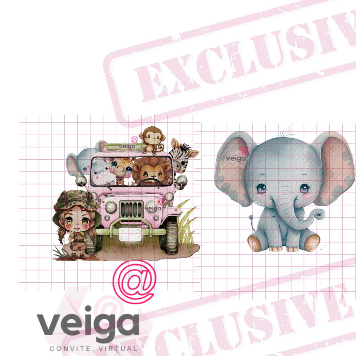 Kit Digital Safari Menina Aquarela Exclusivo - Imagem 2