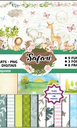 Kit Digital Scrapbook - Safari Aquarela