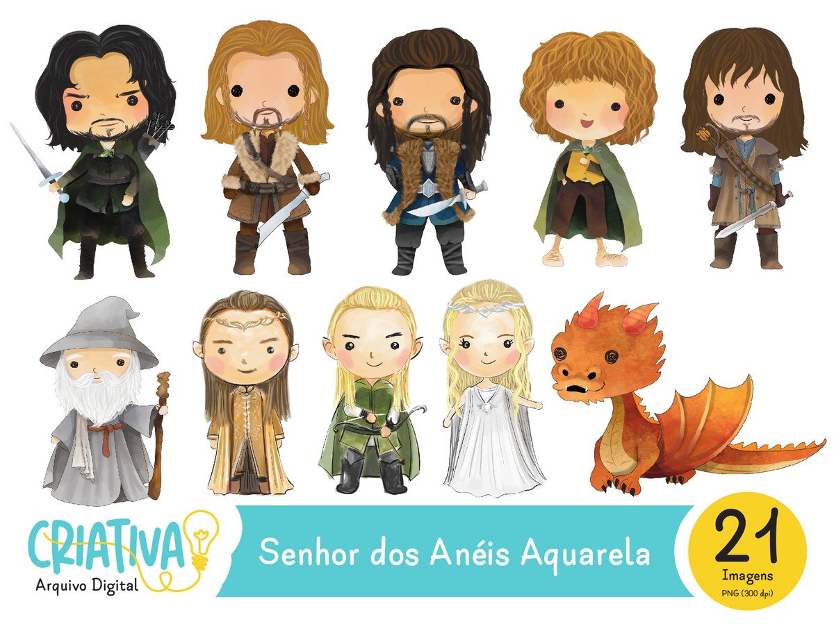 Kit Digital - Senhor dos Anéis Aquarela