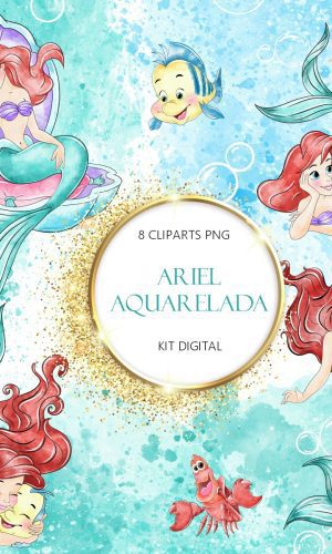 Kit Digital Sereia Ariel Aquarela