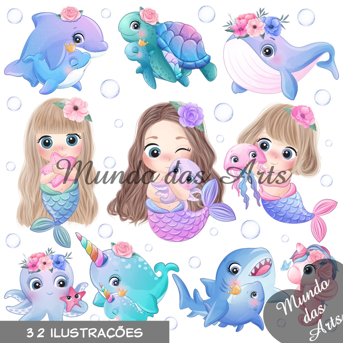 Kit Digital Sereias + 2 Kits de Brinde!!!