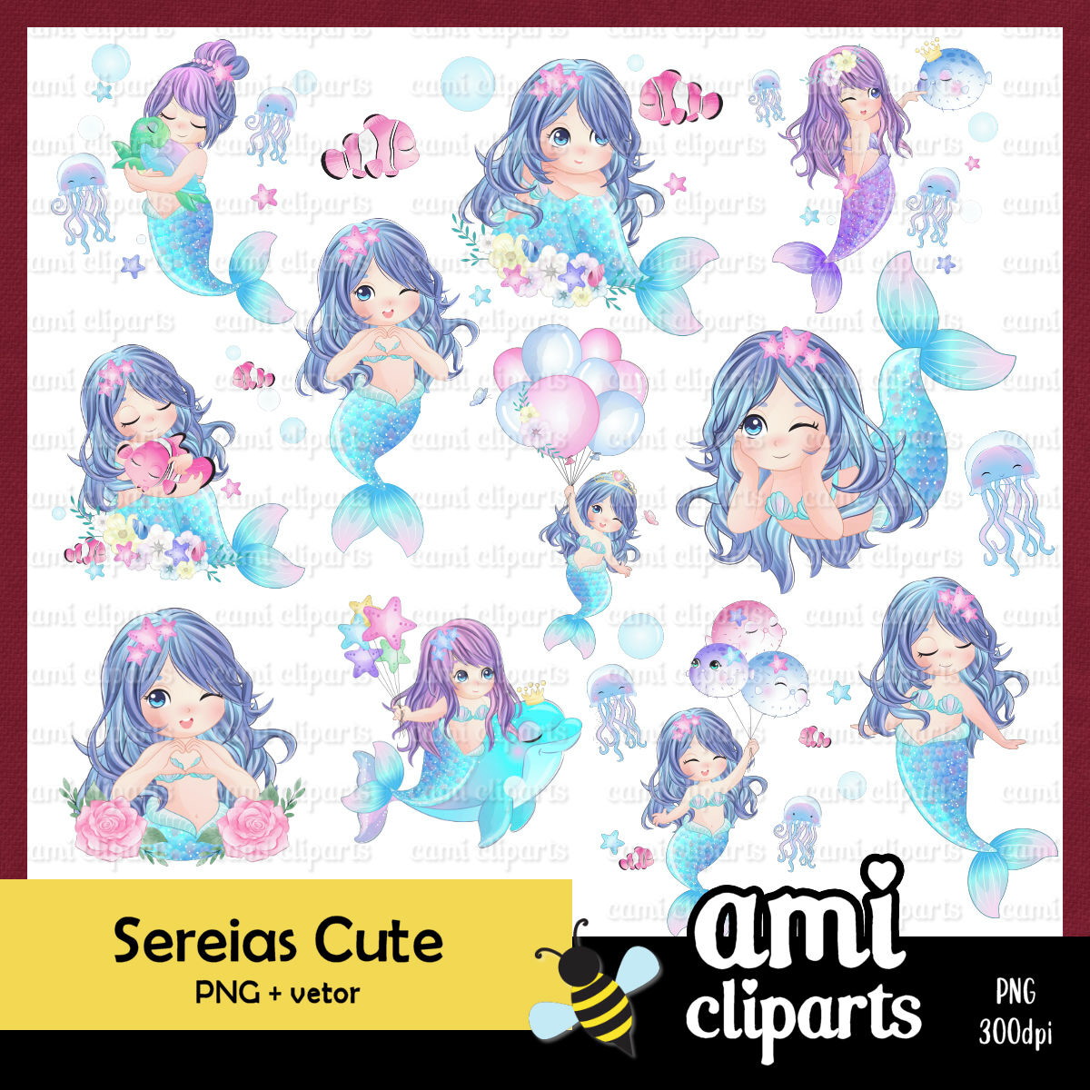 Kit Digital Sereias Cute