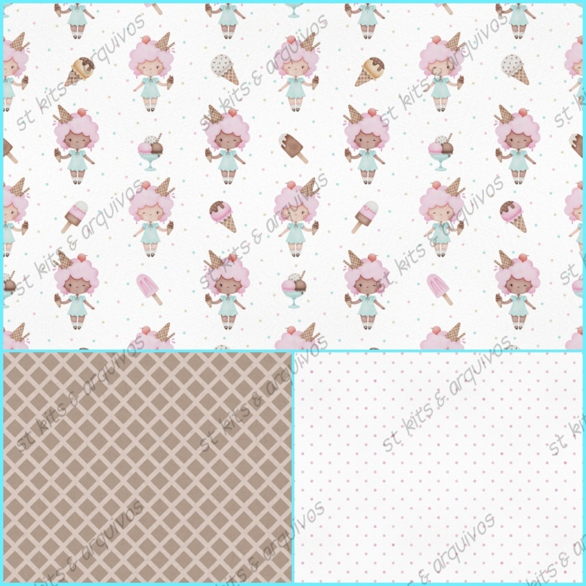 Kit Digital Sorveteria Aquarela - Imagem 2