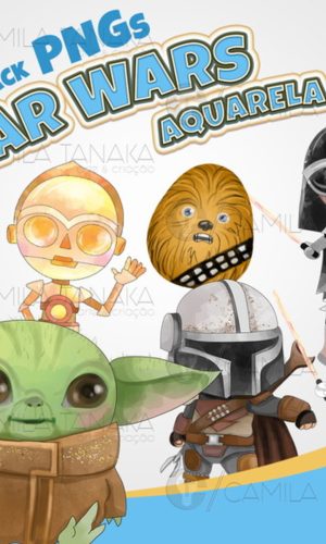Kit Digital Star Wars Aquarela Cute (pague 1 Leve 3)